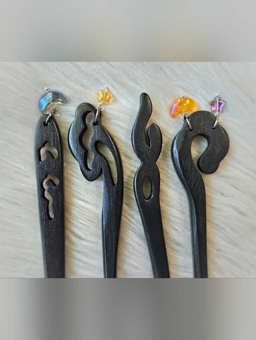 Handcrafted Wood Hair Pins (2) - Picture 3 of 7